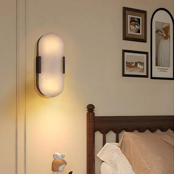 Doraimi Lighting 2 Pack 2 Light 12" Natural Oval Alabaster Marble Bathroom Wall - Picture 4 of 6